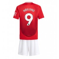 Camisa de Futebol Manchester United Rasmus Hojlund #9 Equipamento Principal Infantil 2024-25 Manga Curta (+ Calças curtas)